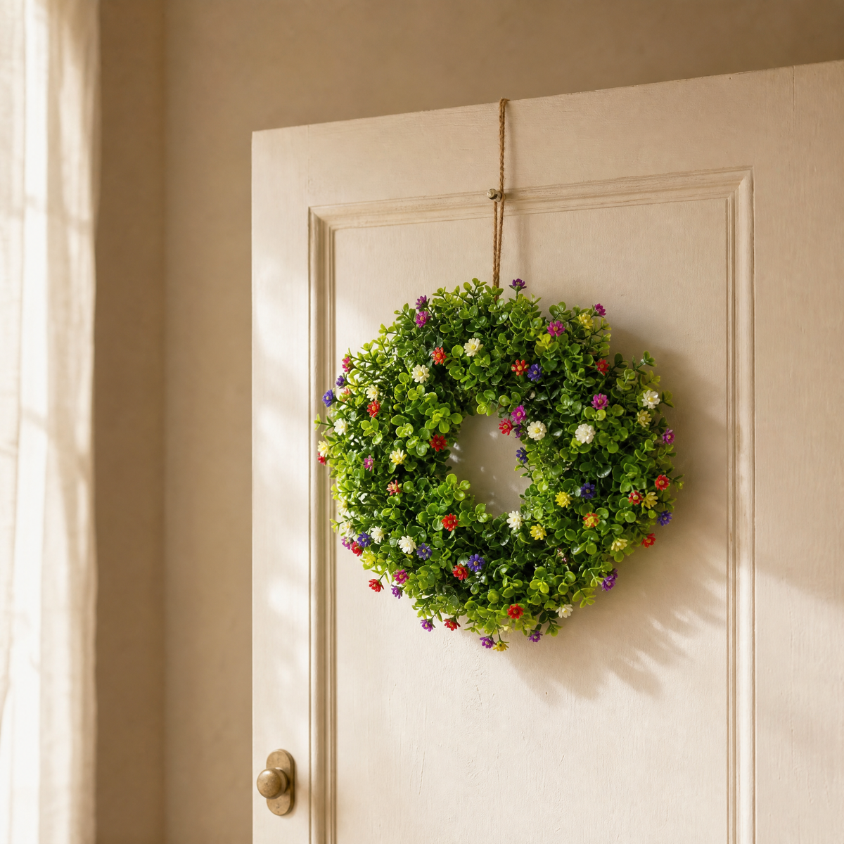Artificial Eucalyptus Wreath – Faux Greenery Front Door Wall Spring Decor