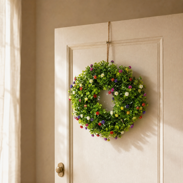 Artificial Eucalyptus Wreath – Faux Greenery Front Door Wall Spring Decor
