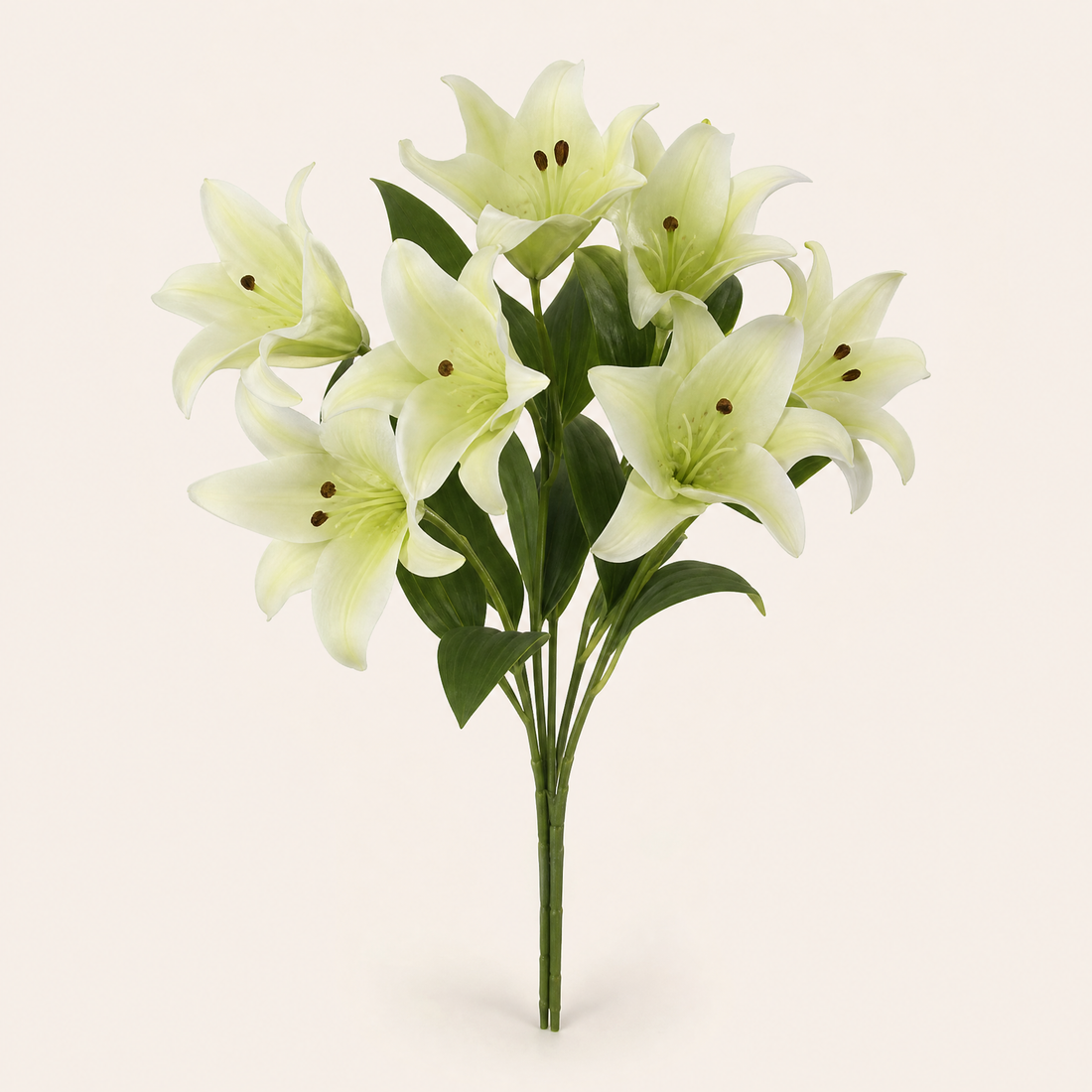 Silk Lily Bouquet – 7 Bloom Faux Floral Stems for Wedding, Home Decor and Gifting