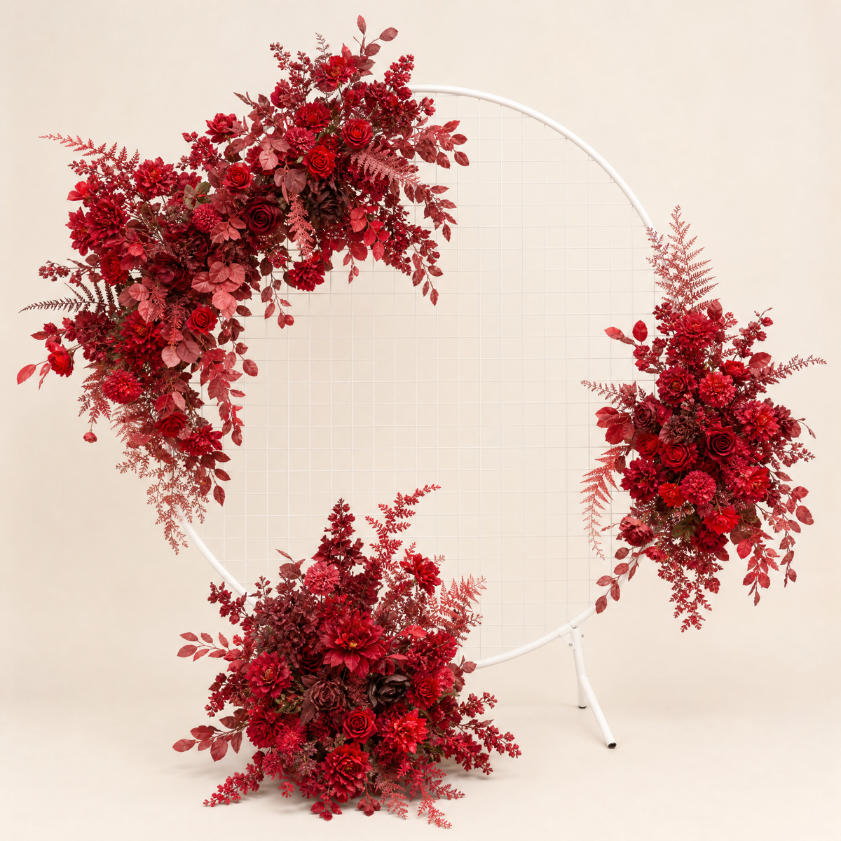 Silk Flower Arch Arrangement – Round Wedding Backdrop Floral Decor Display Stand