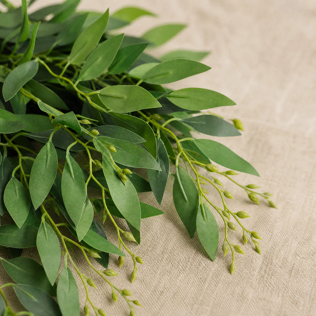 Artificial Willow Leaf Stems – Faux Greenery Bouquet for Home Vase Decor