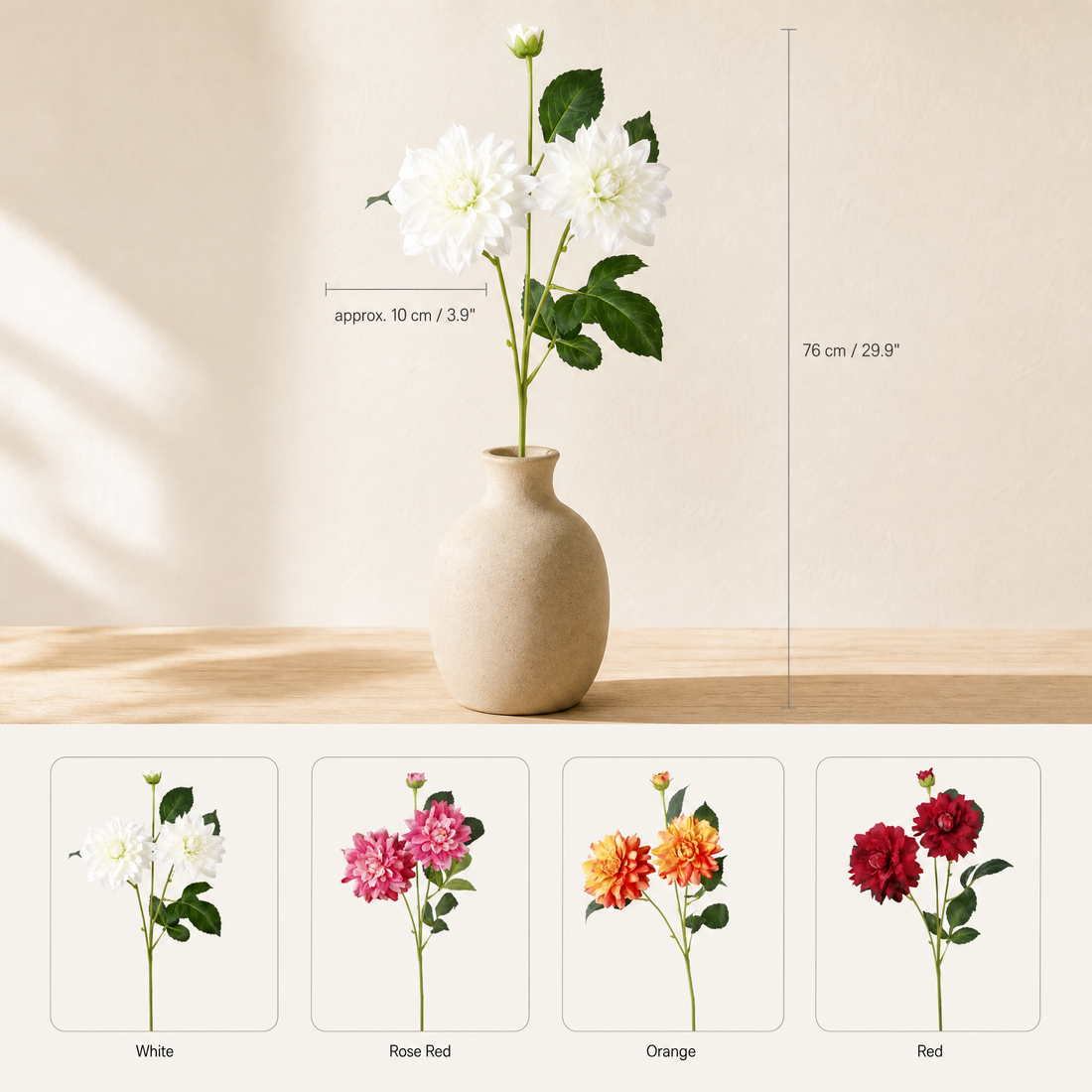 Artificial Dahlia Stem – Silk Faux Flower for Home Decor Wedding Arrangements 76cm