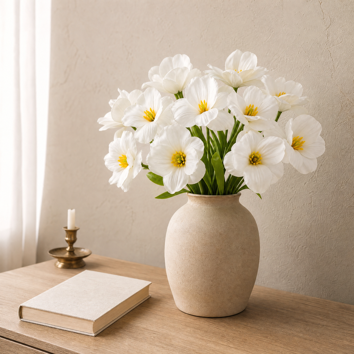 Faux Tulip Bouquet – PU Soft Real Touch Stems, Wedding, Home and Office Decor
