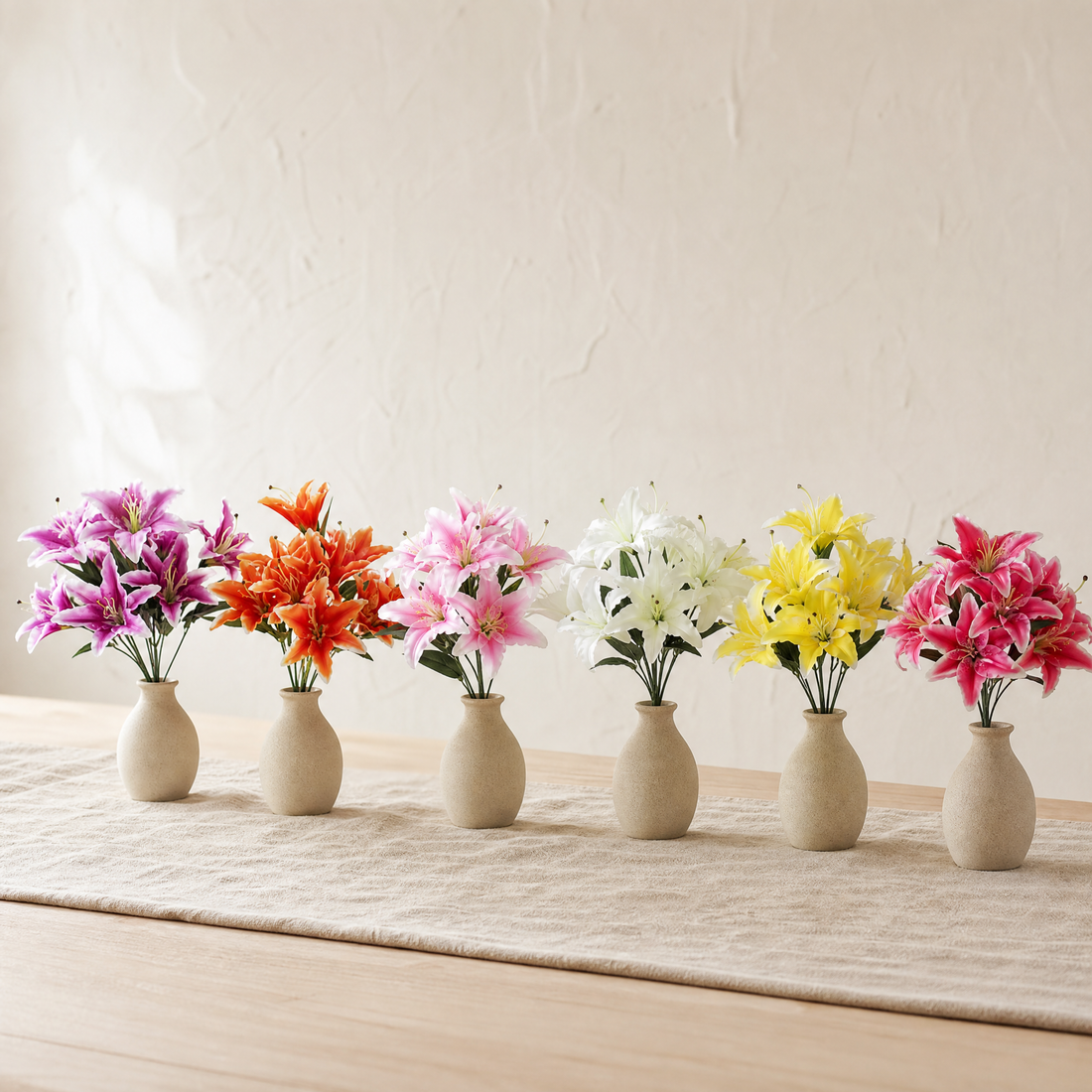 Silk Lily Bouquet 9 Heads – Faux Floral Branch for Wedding Home Decor Gift