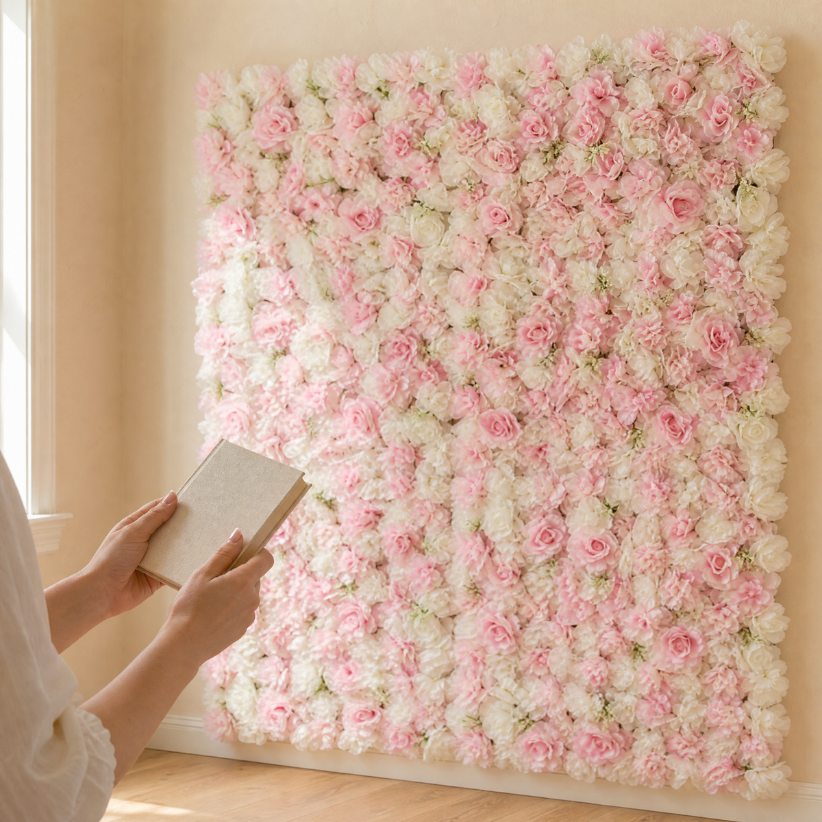 Silk Flower Wall Panel – Faux Floral Backdrop for Wedding Party Home Decor 60x40cm