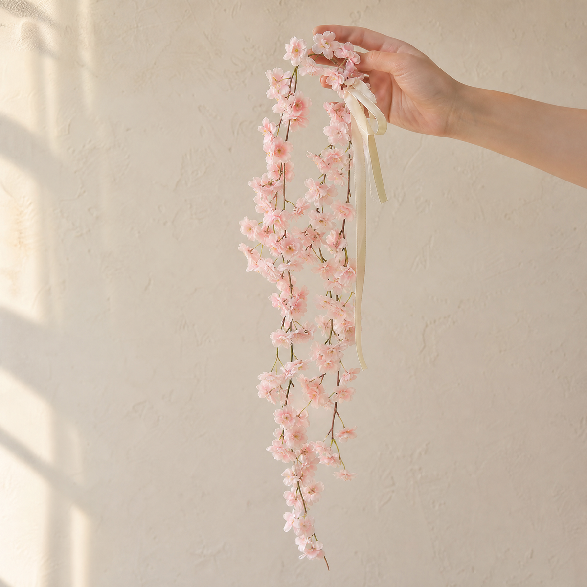 Artificial Cherry Blossom Garland – Silk Flower Vine for Wedding Arch Home Decor