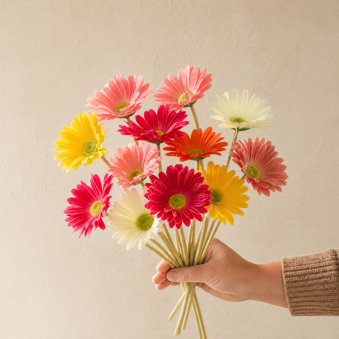 Artificial Gerbera Daisy Stems  – Faux PU Flowers for Wedding Home Office Decor
