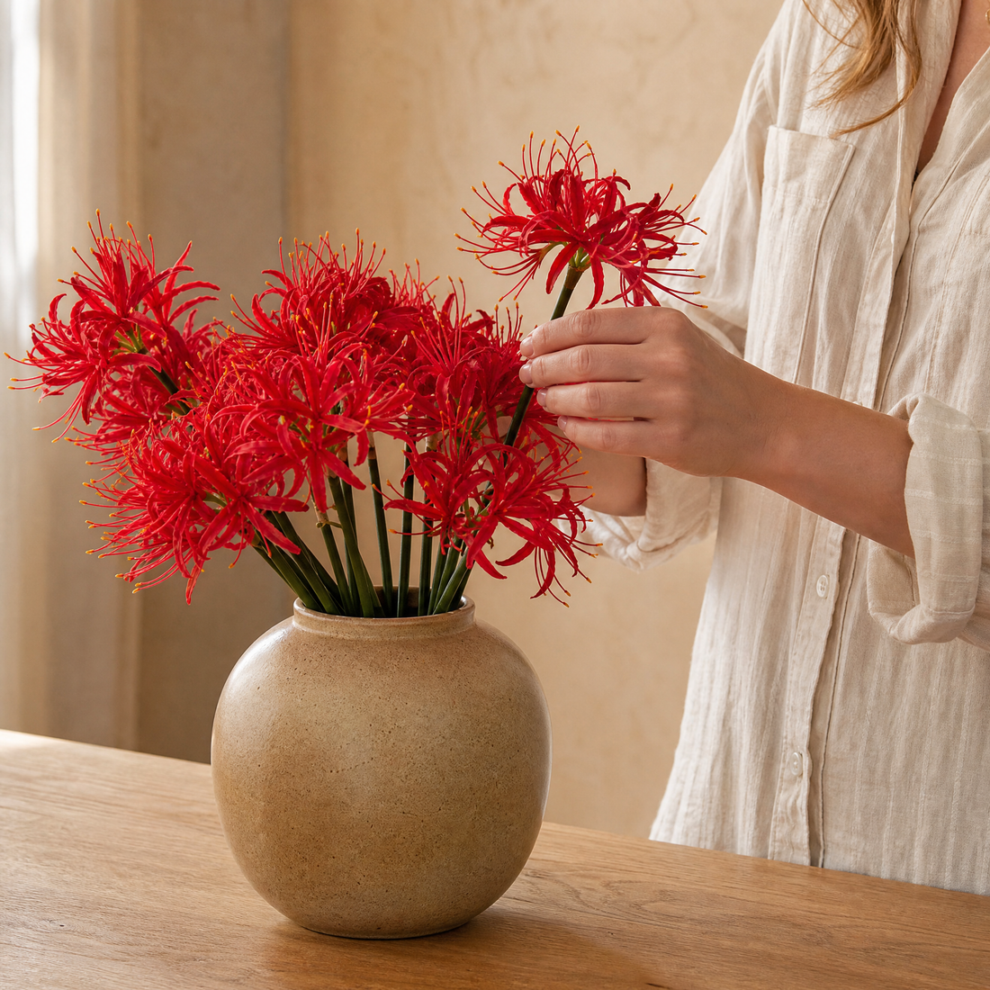 Artificial Higanbana Stem – Real Touch Silk Faux Equinox Flower Branch Home Decor