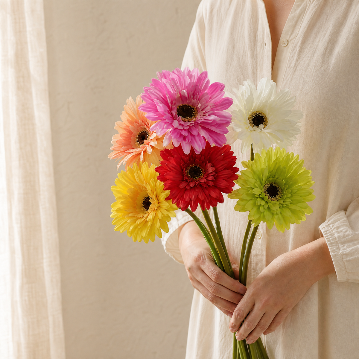 Artificial Gerbera Daisy Bouquet – Silk Flower Heads for Wedding Home Garden Decor