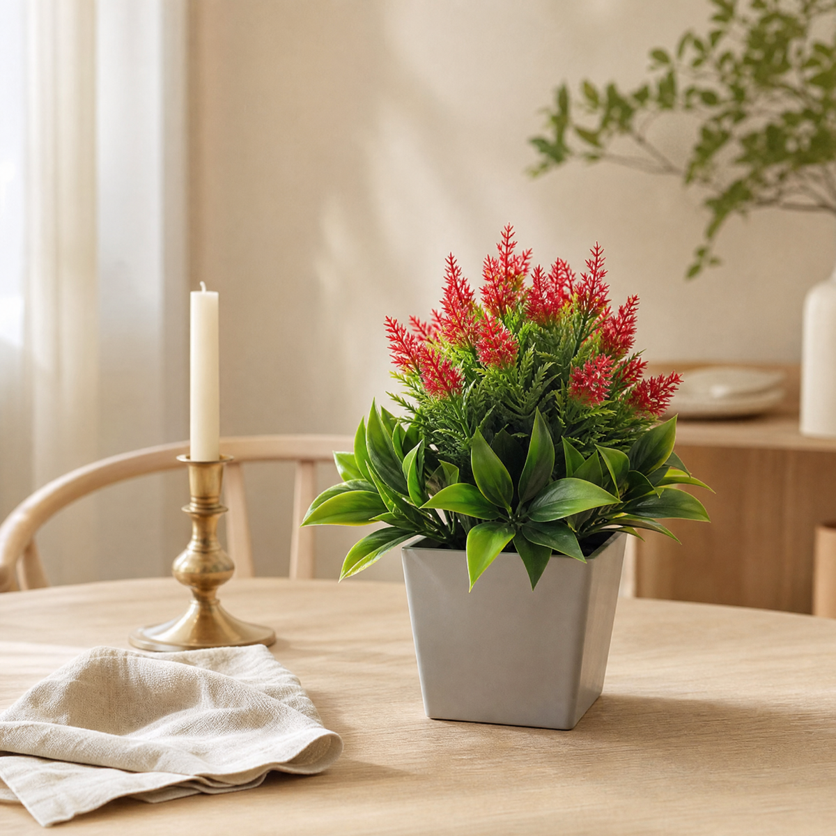 Faux Potted Bonsai Plant – Silk Flower Arrangement for Desk, Shelf, Home Decor