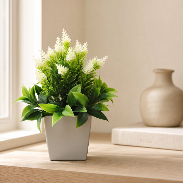 Faux Potted Bonsai Plant – Silk Flower Arrangement for Desk, Shelf, Home Decor