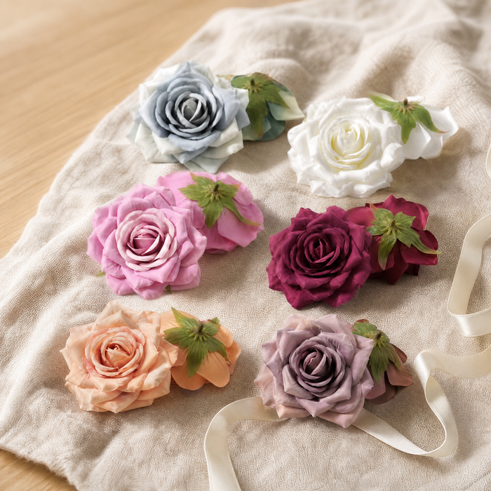 Silk Rose Heads Pack – Wedding Arch Wreath Brooch DIY Decor Artificial Flowers