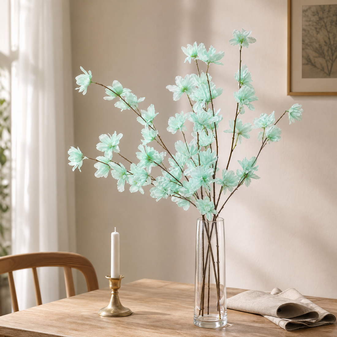 Faux Cherry Blossom Branch – Tall Artificial Sakura Branch for Wedding Home Vase Decor