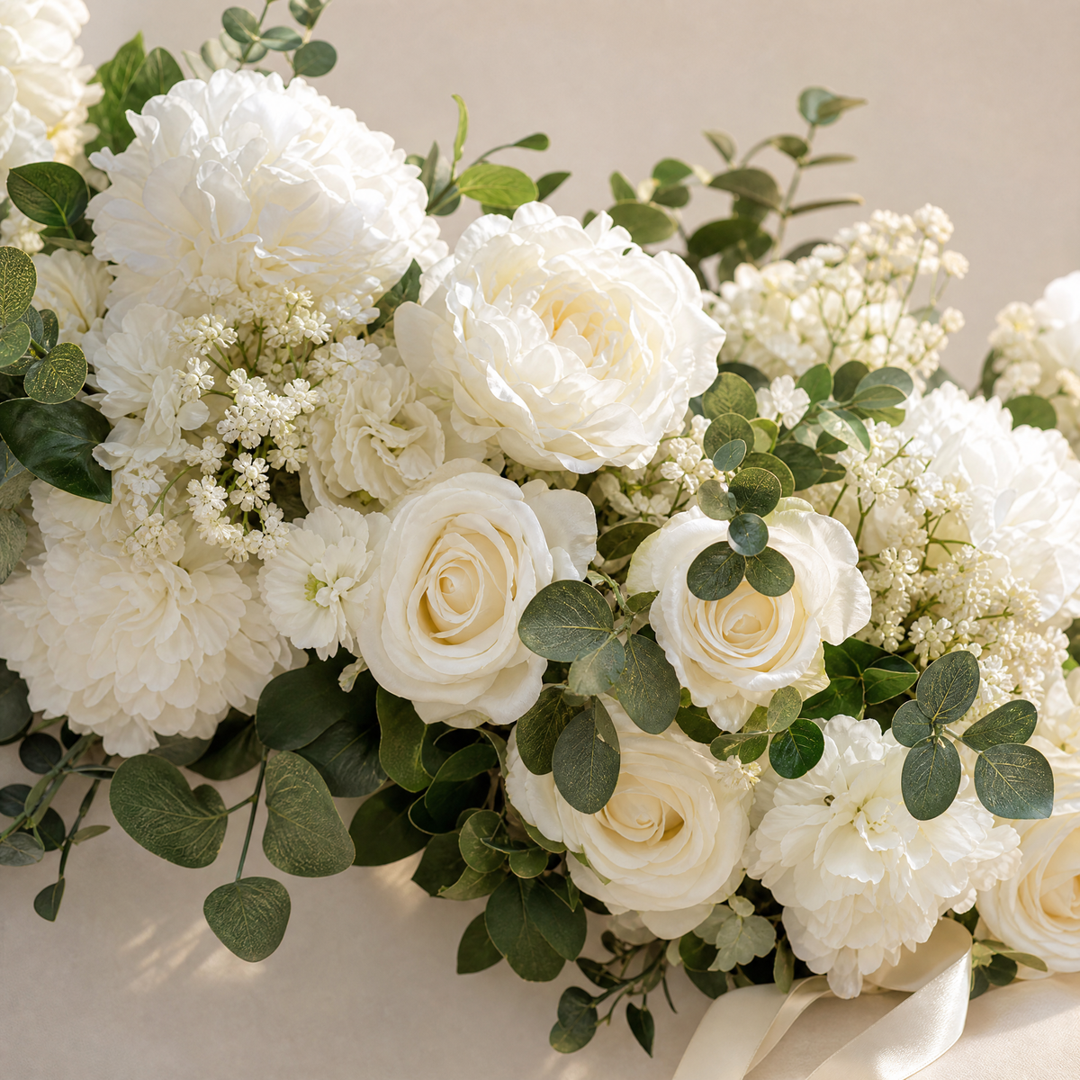 Artificial Rose Peony Flower Row – Silk Arch Backdrop Wedding Table Centerpiece Decor