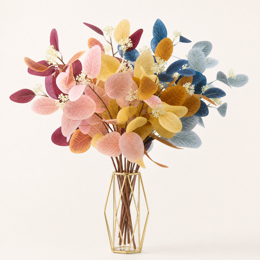 Faux Eucalyptus Stems – Blue Artificial Greenery Spray for Vase and Home Decor