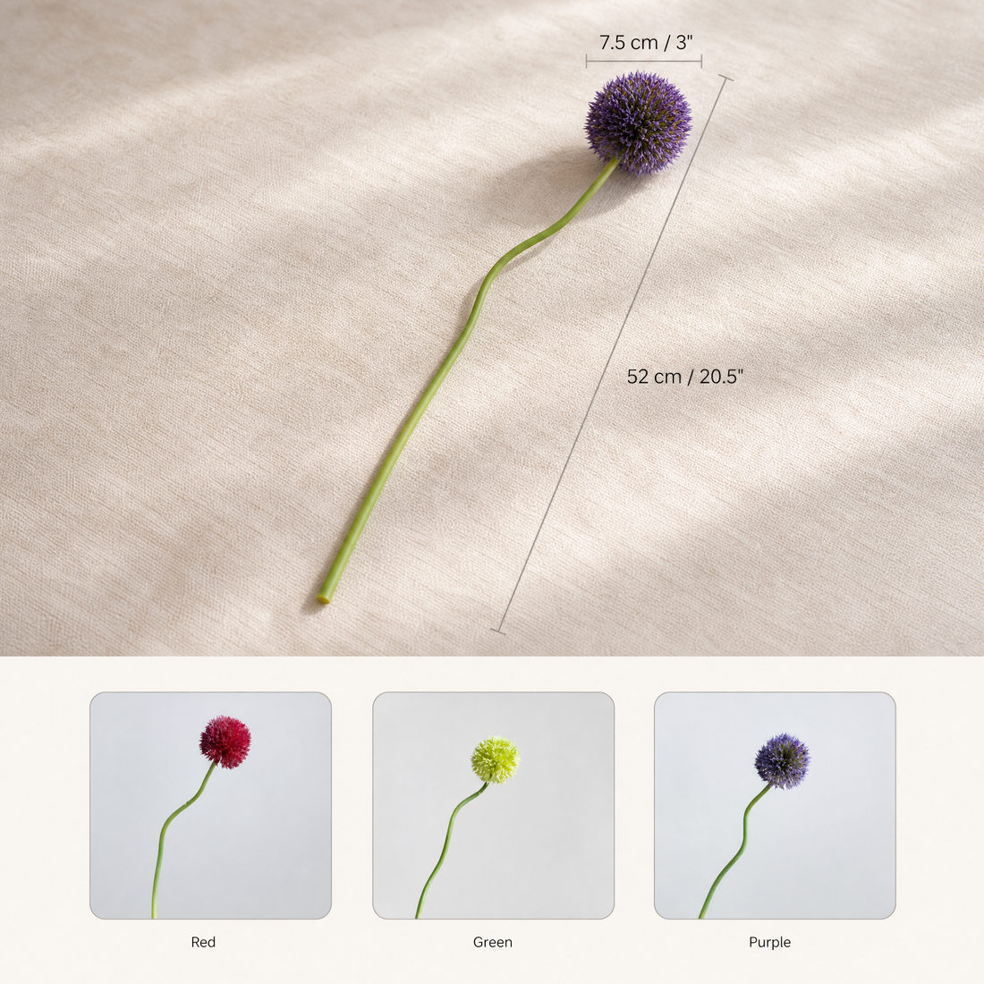Faux Allium Stems Set of 10 – Round Ball Flowers for Vase, Wedding and Home Decor
