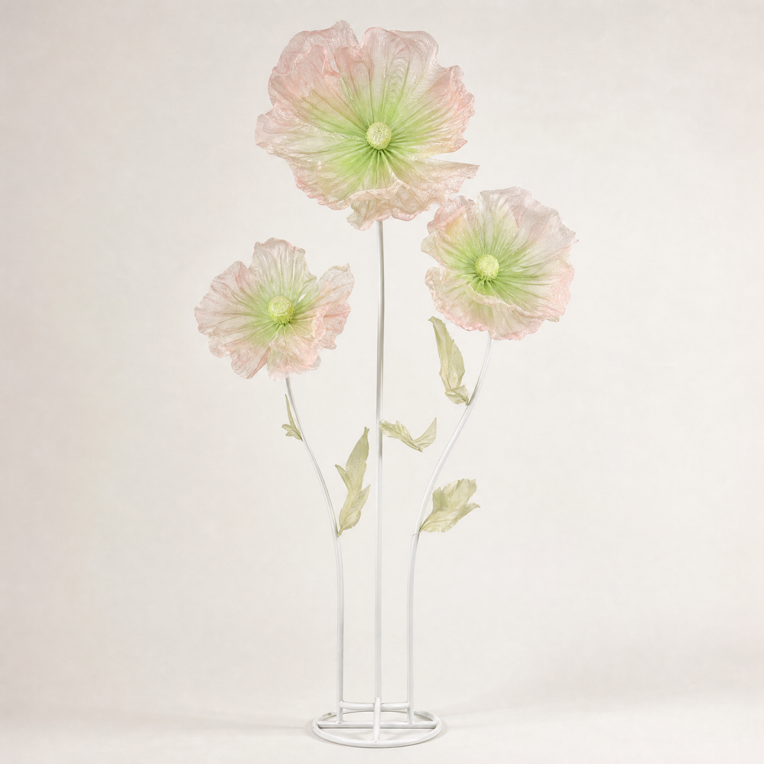 Giant Faux Poppy Floor Arrangement – Mesh Silk Flower Wedding Event Display Decor