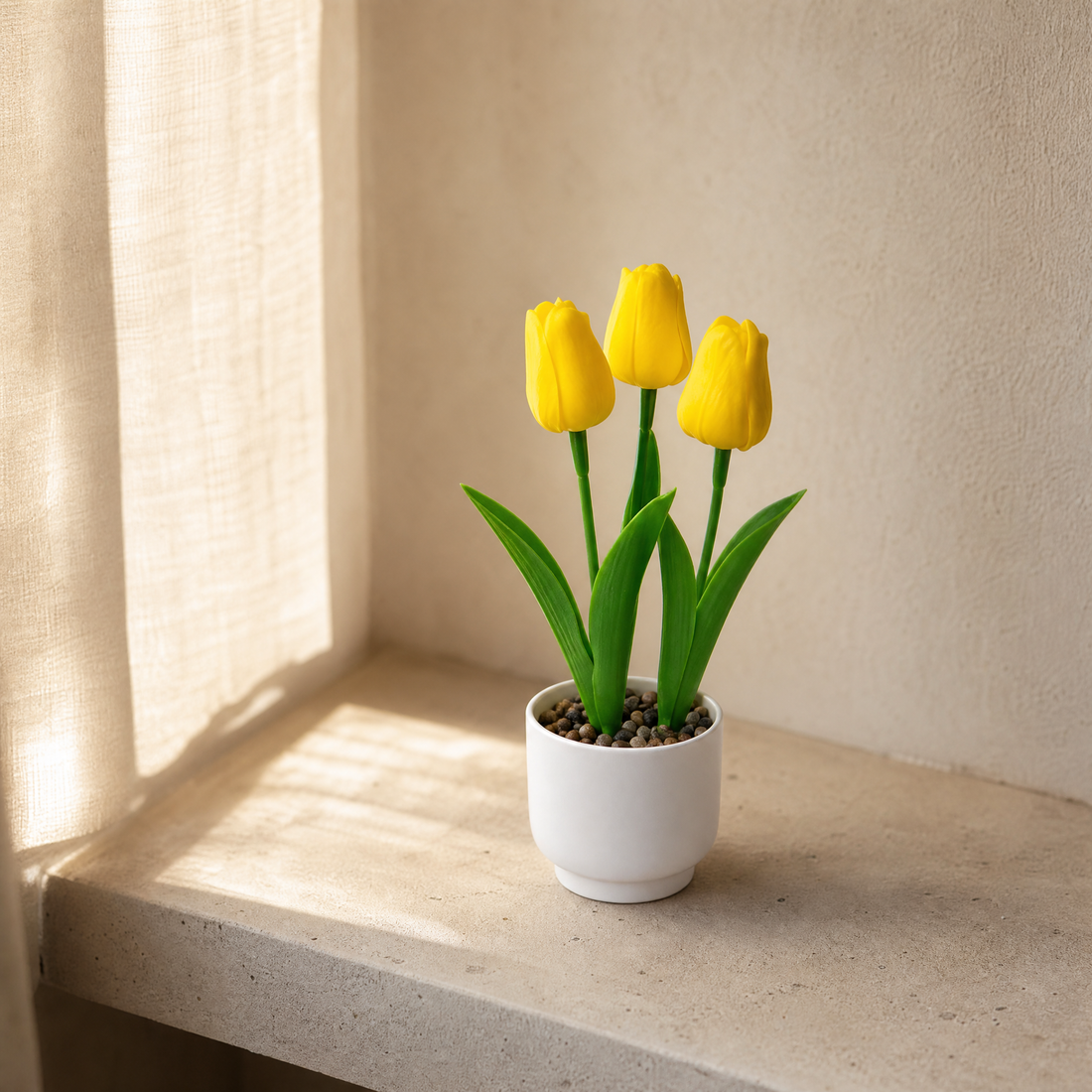 Faux Tulip Potted Plant – Realistic PVC Stems, Home Desk Decor, Wedding Table