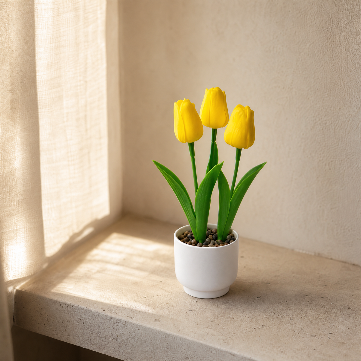 Faux Tulip Potted Plant – Realistic PVC Stems, Home Desk Decor, Wedding Table
