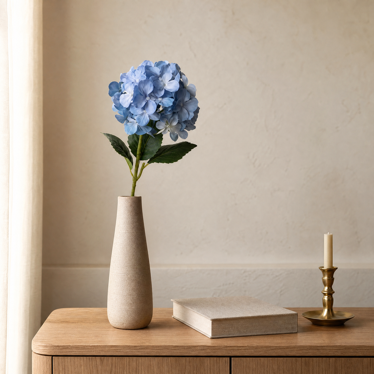 Silk Hydrangea Stem – Faux Floral for Home Decor, Vase, Wedding Arrangement