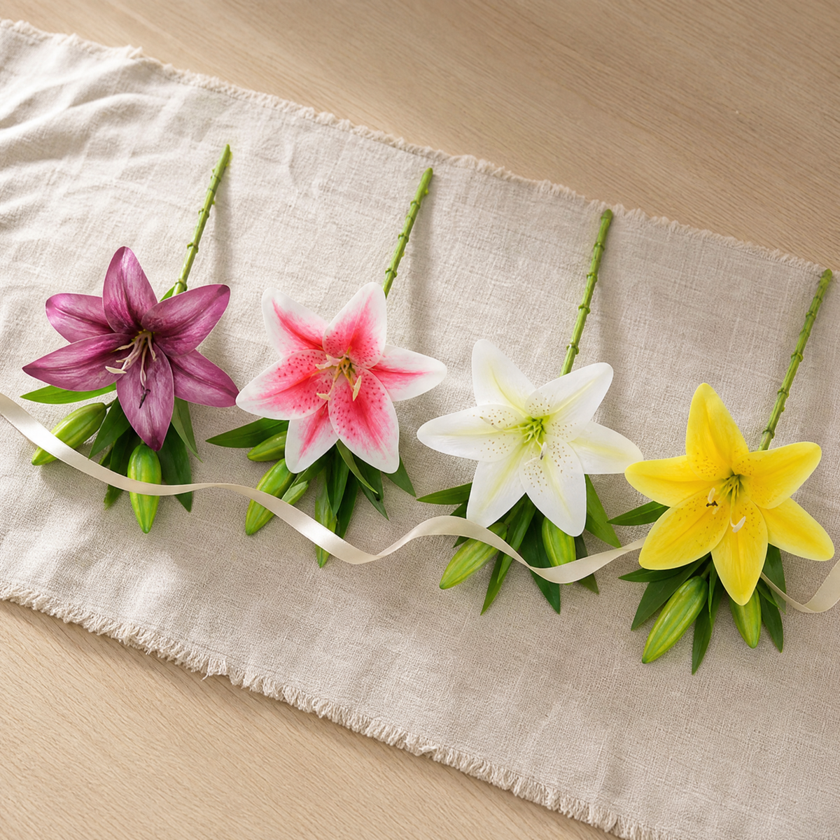 Faux Lily Branch – Artificial Stem for Wedding and Home Decor, 41cm