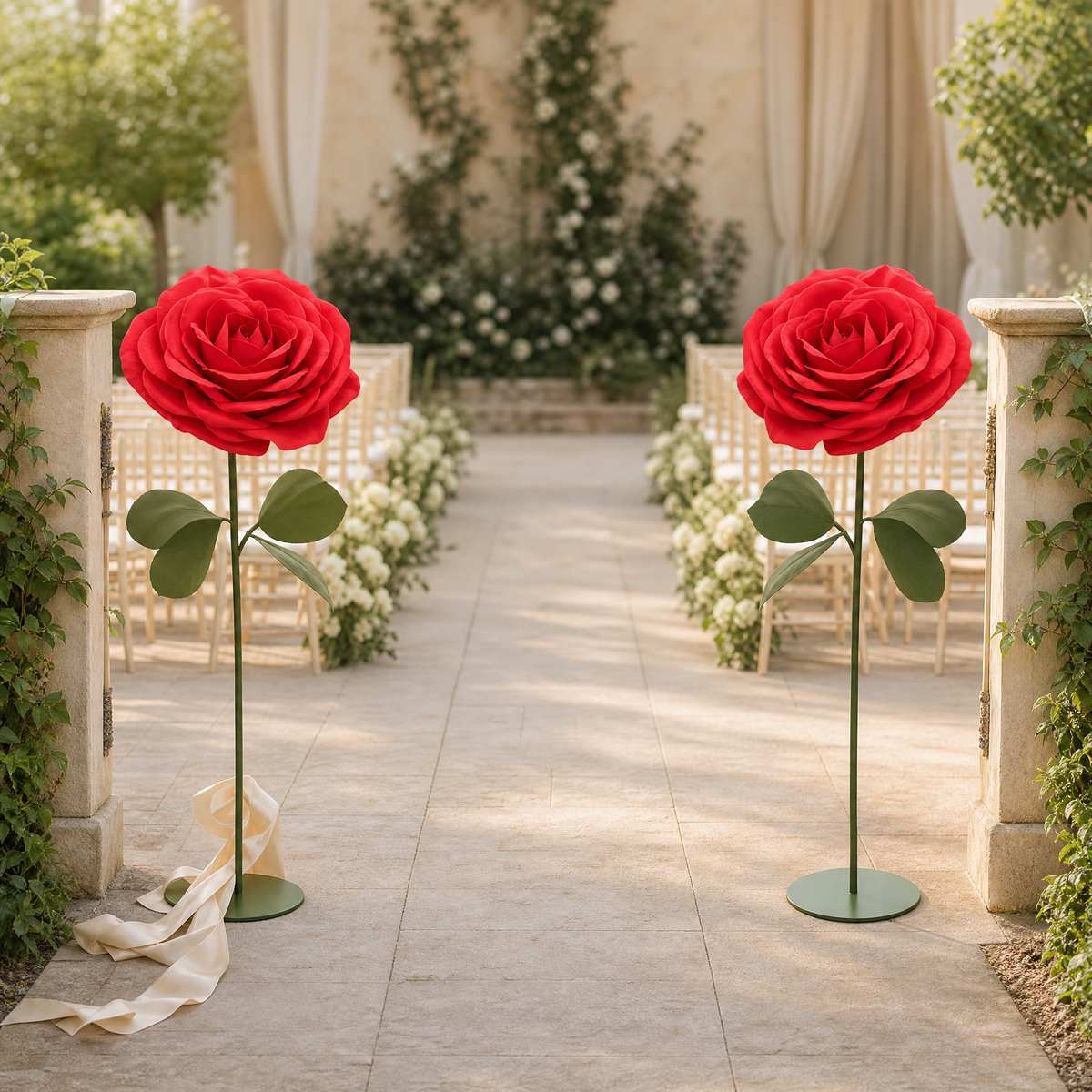 Giant Foam Rose Floor Stand – Wedding Backdrop Decor, Event Stage Prop, 140cm 170cm