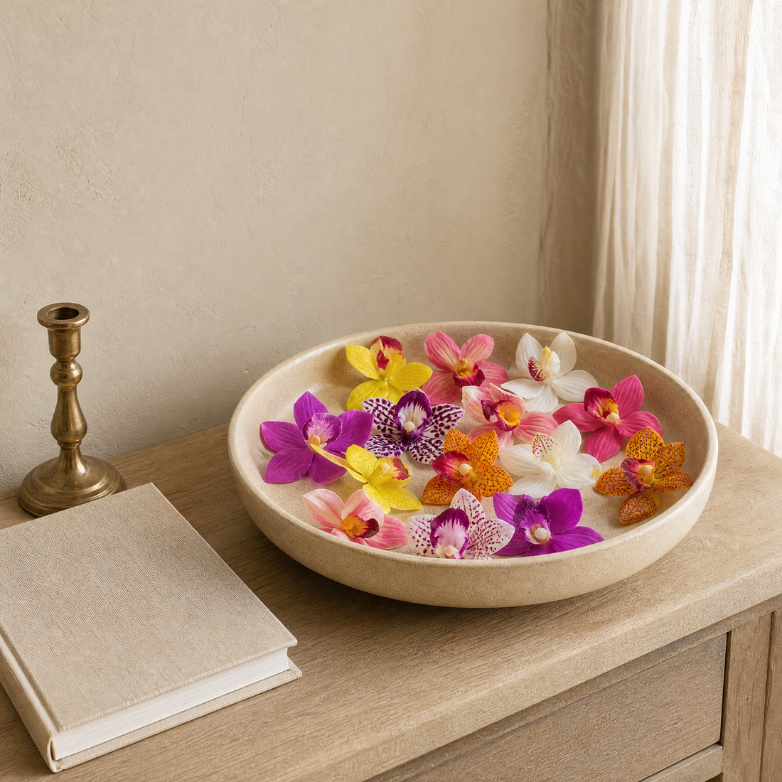 Silk Orchid Flower Heads – Faux Floral Stems for Wedding Bouquet and Home Decor