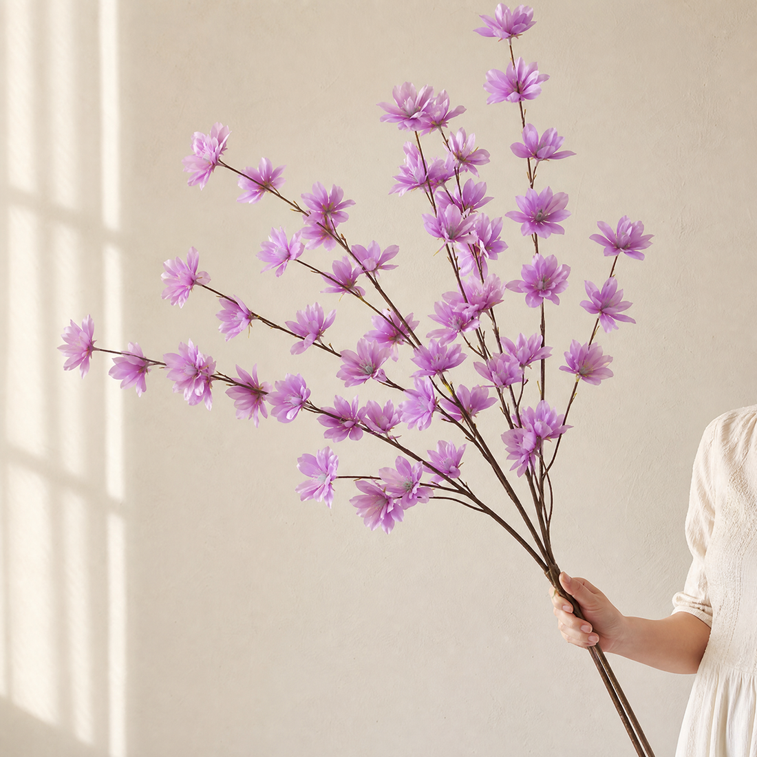 Faux Cherry Blossom Branch – Tall Artificial Sakura Branch for Wedding Home Vase Decor