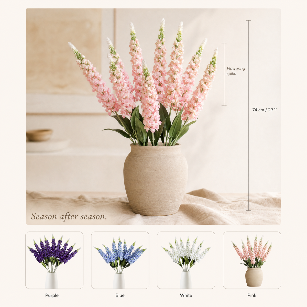 Artificial Delphinium Flower – Faux Silk Flower for Home Vase Wedding Arrangement