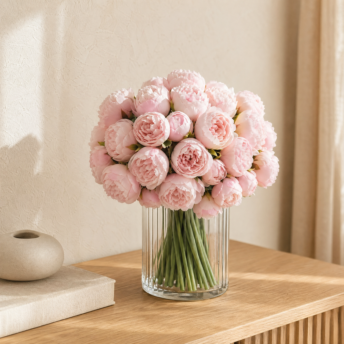 Artificial Peony Bouquet 27 Stems – Silk Fake Flowers for Vase Home Wedding Decor