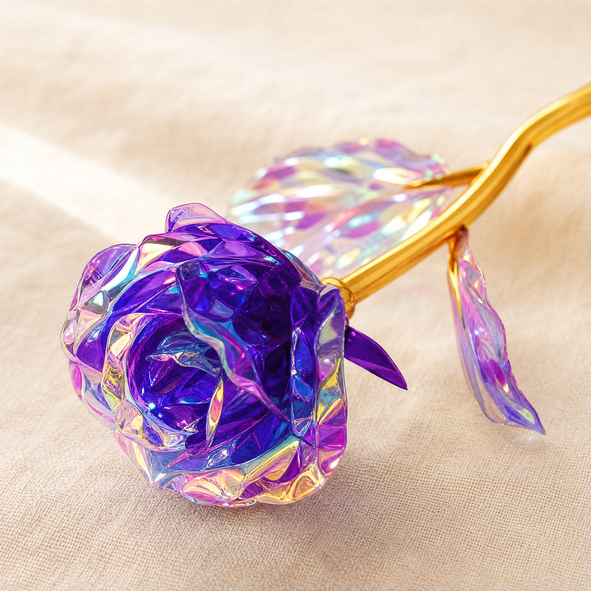 Artificial Crystal Rose – Gold Stem Foil Flower Valentine Anniversary Wedding Gift