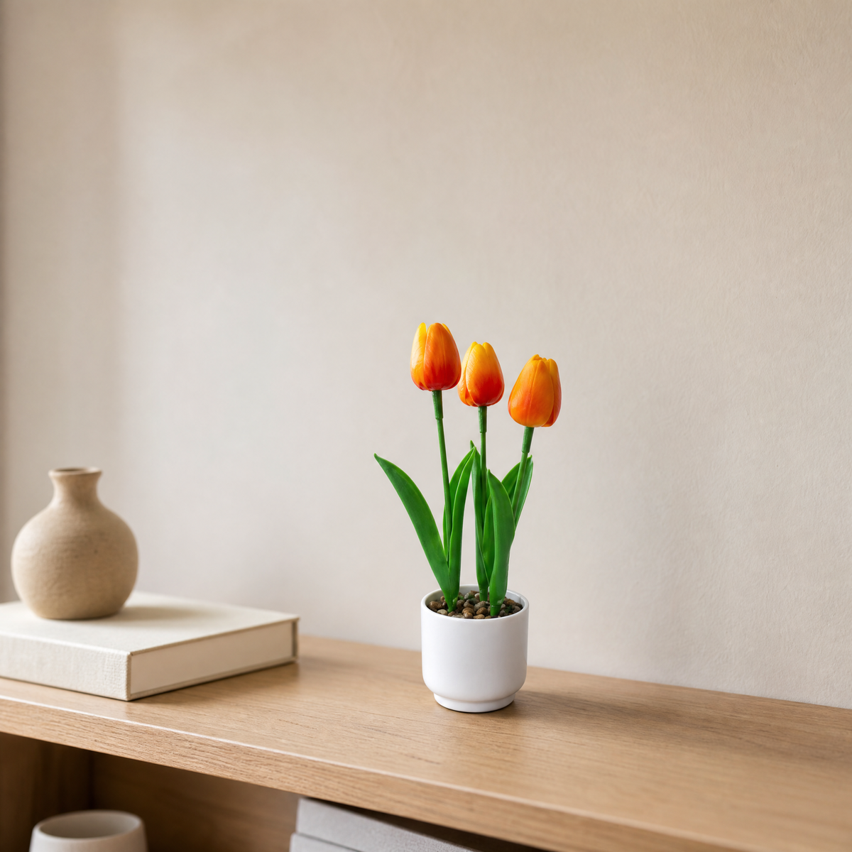 Faux Tulip Potted Plant – Realistic PVC Stems, Home Desk Decor, Wedding Table