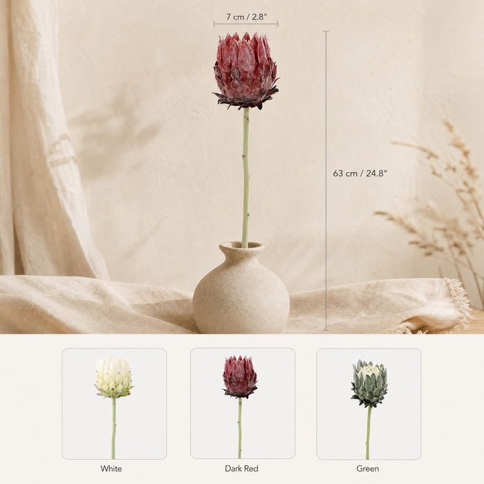 Faux Protea Stem – Lifelike Silk Artichoke Flower for Home Decor and Wedding