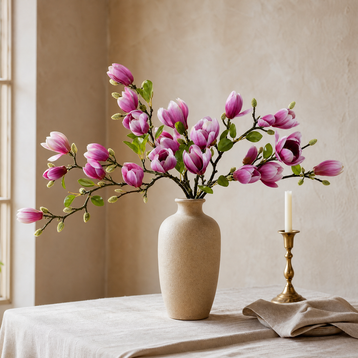 Silk Magnolia Branch – Faux Floral Branch for Vase, Wedding Decor and Home Styling