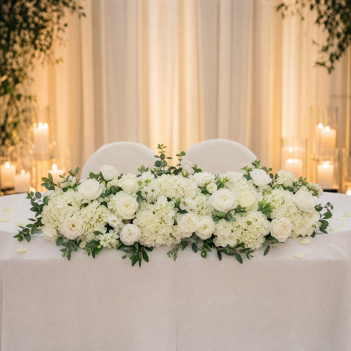 Artificial Rose Peony Flower Row – Silk Arch Backdrop Wedding Table Centerpiece Decor