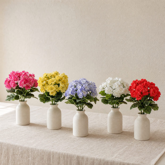 Artificial Begonia Bush – Faux Floral Stem for Home Decor, Wreaths and Wedding Bouquets