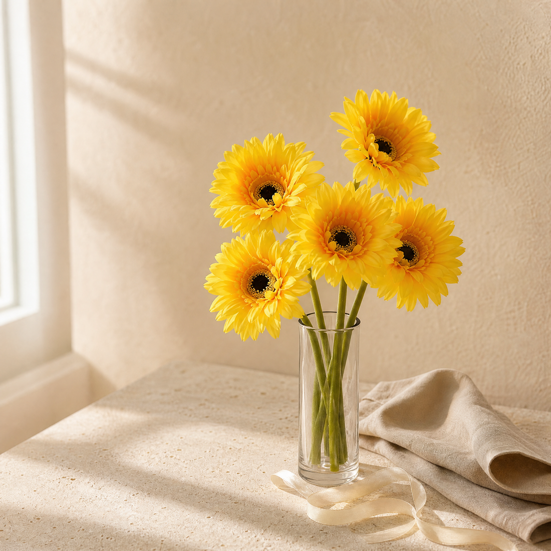 Artificial Gerbera Daisy Bouquet – Silk Flower Heads for Wedding Home Garden Decor