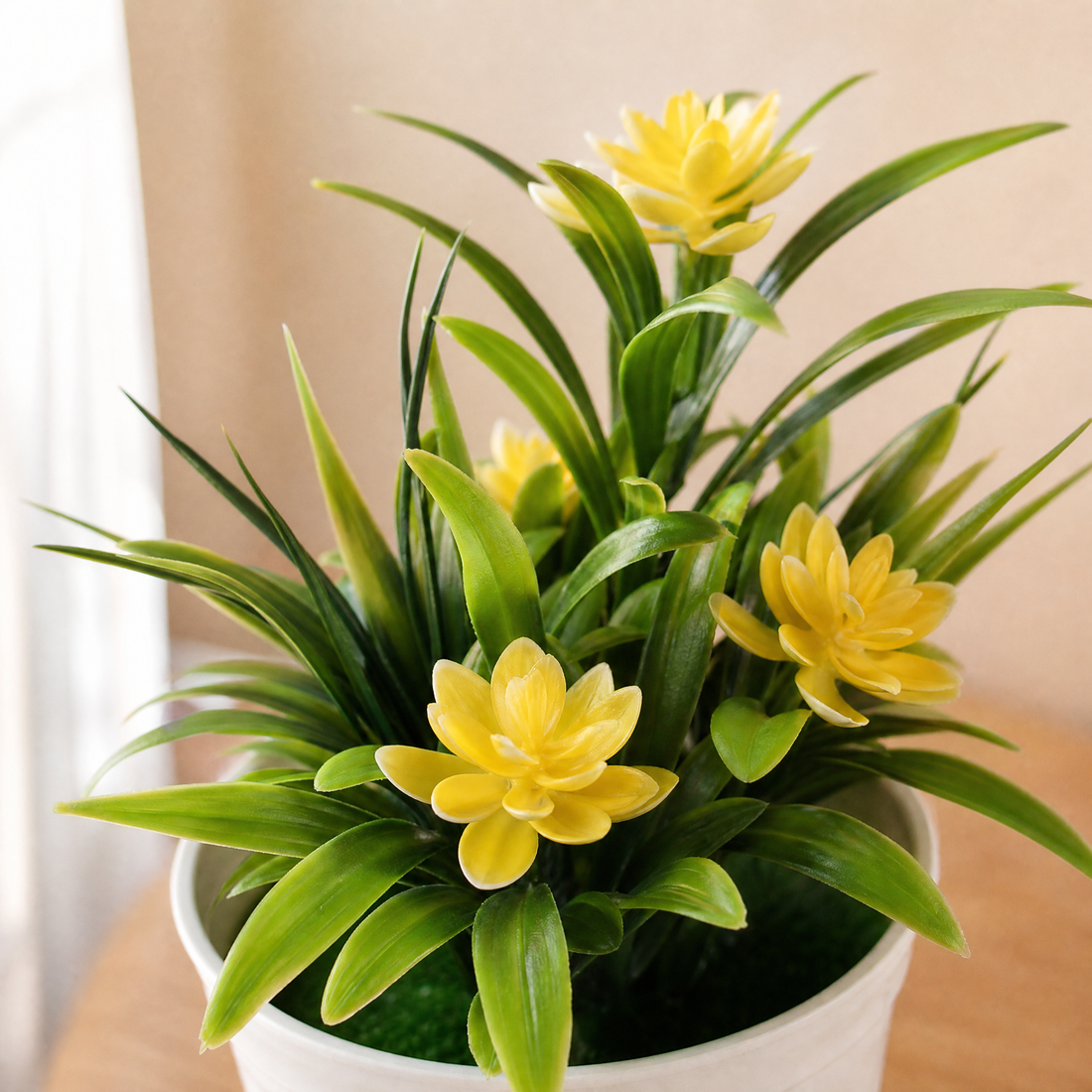 Artificial Flower Plant Pot – Faux Botanical Desktop Decor Home Office Gift