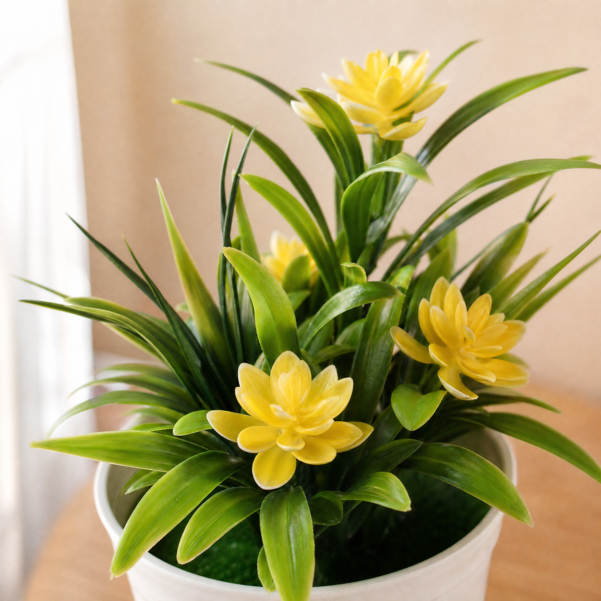 Artificial Flower Plant Pot – Faux Botanical Desktop Decor Home Office Gift