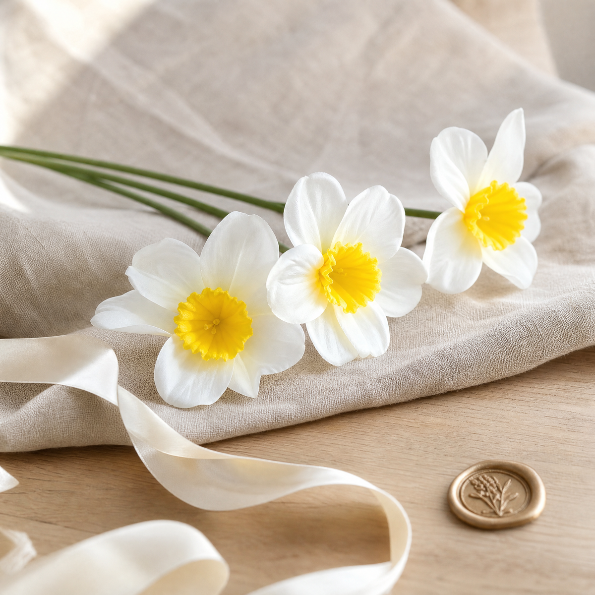 Artificial Daffodil Bouquet – Faux Narcissus Bouquet for Home Wedding Decor