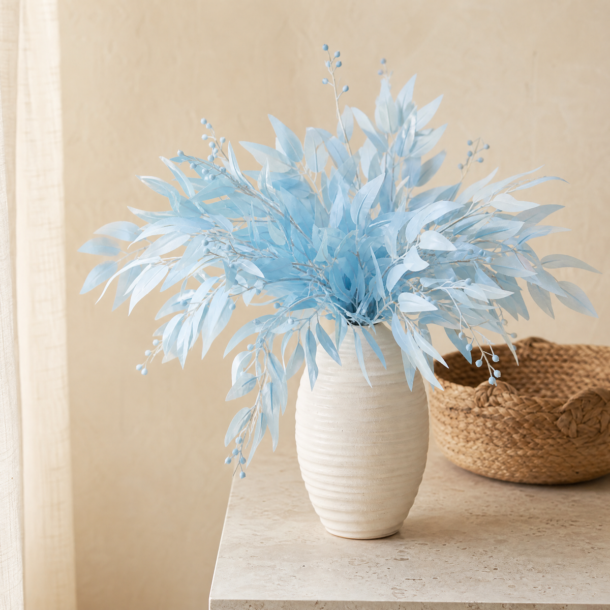 Artificial Willow Leaf Stems – Faux Greenery Bouquet for Home Vase Decor