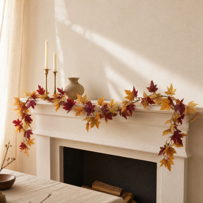 Artificial Maple Leaf Garland – 175cm Silk Autumn Vine for Home and Table Decor