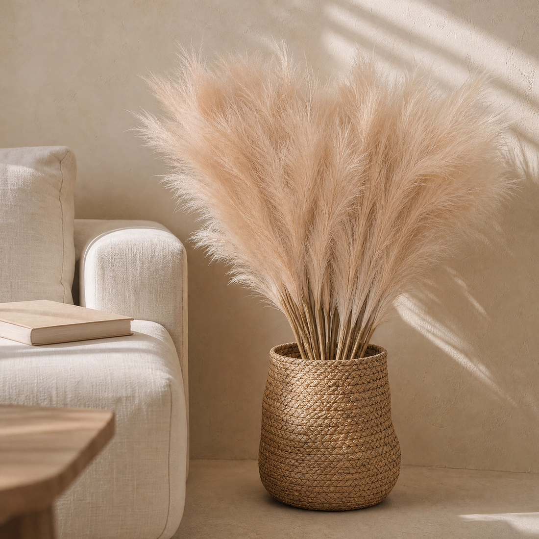 Artificial Pampas Grass Stems – Faux Bouquet for Wedding Table and Vase Decor