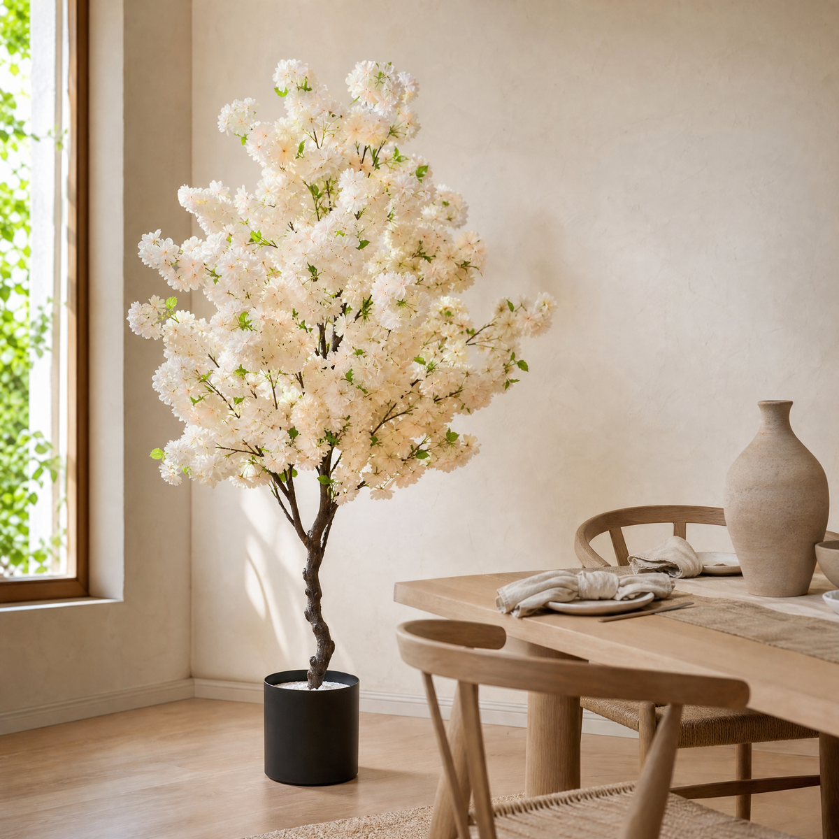 Artificial Cherry Blossom Tree – Faux Floral Floor Plant for Home and Office Decor