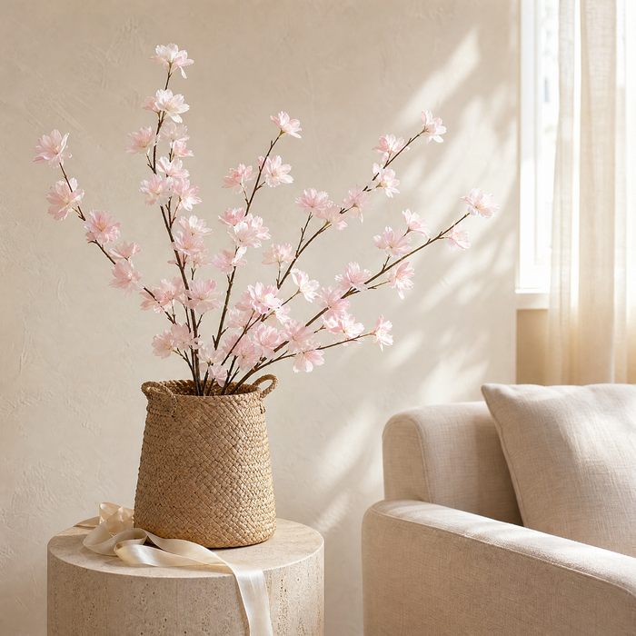 Faux Cherry Blossom Branch – Tall Artificial Sakura Branch for Wedding Home Vase Decor
