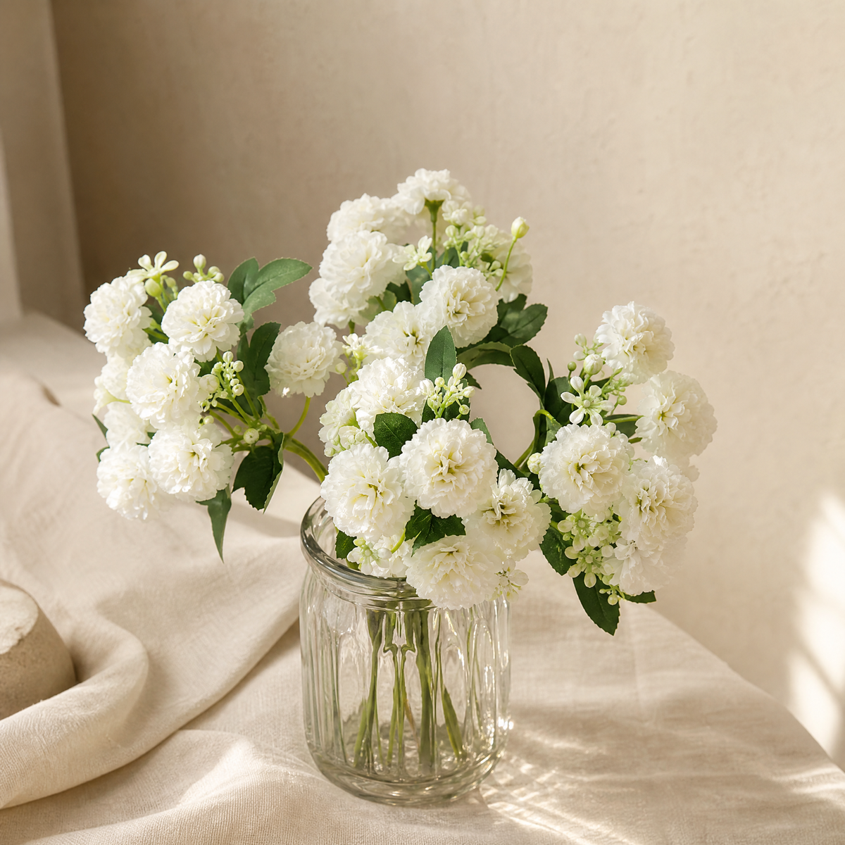 Faux Carnation Bouquet – 15 Heads Silk Stems Home Decor Wedding Table Arrangement
