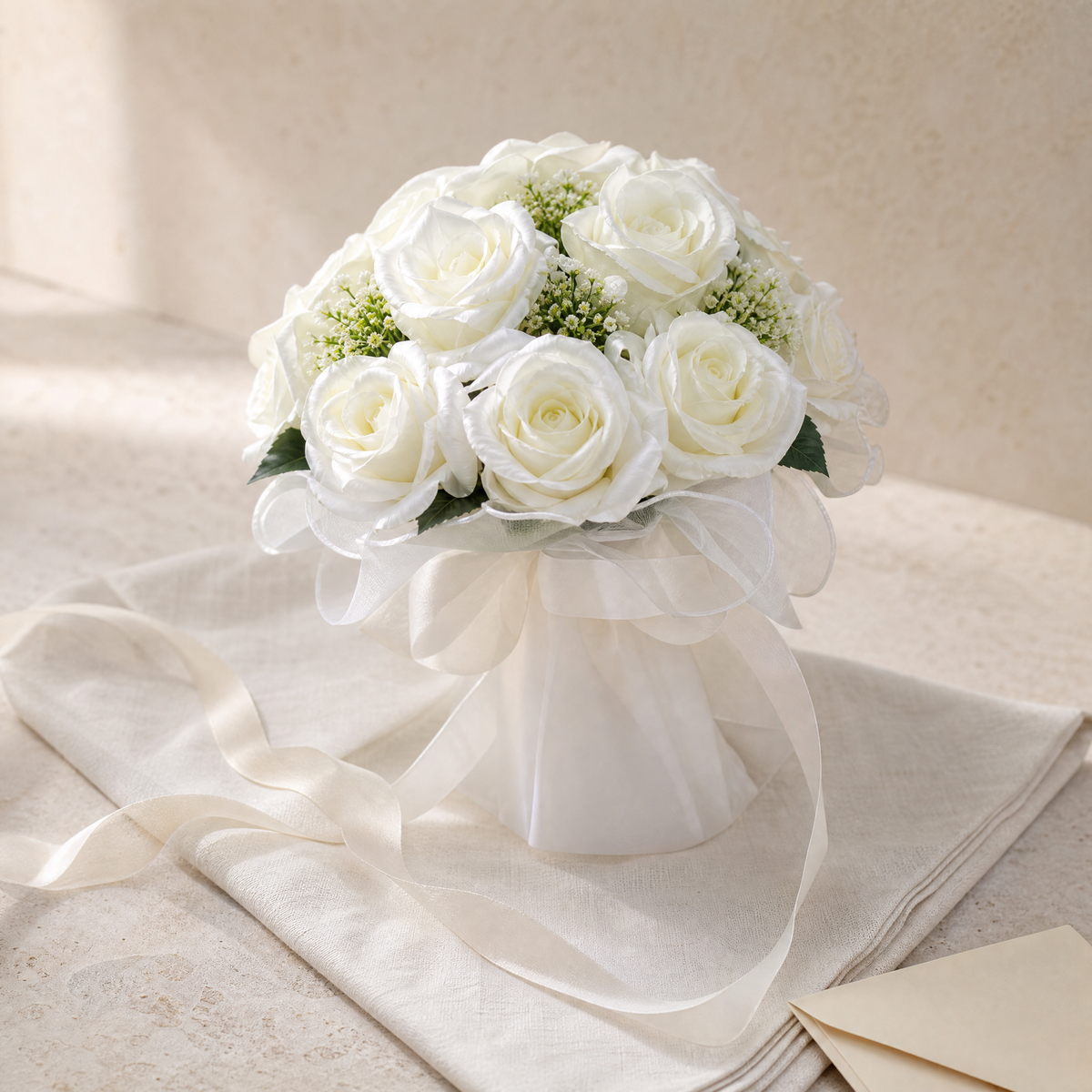 Faux Rose Bridal Bouquet – Silk Peony Wedding Flowers Bridesmaid Gift Decor