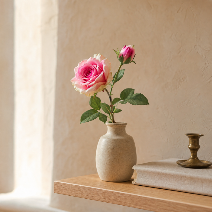Silk Rose Stem – Real Touch Faux Flower for Wedding Table and Home Decor