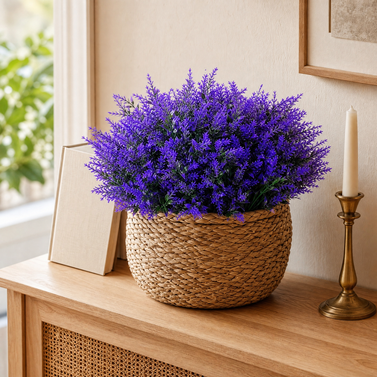 Artificial Lavender Bushes 12/24 Bundles – Faux Purple Flowers UV Safe Outdoor Use