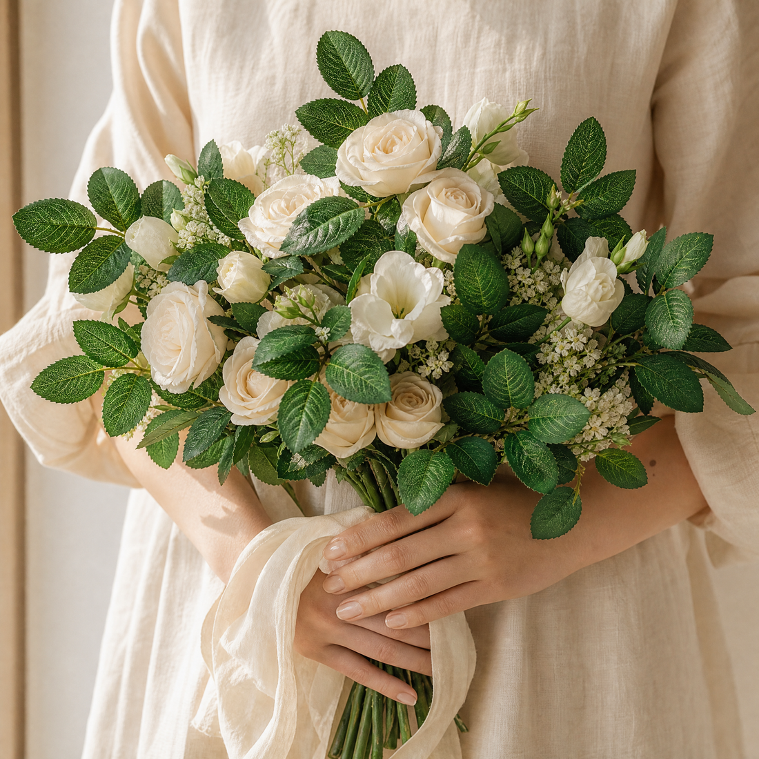 Silk Rose Leaves Faux Greenery Stems – DIY Bouquet Wedding Home Decor Bulk Pack